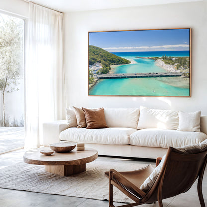 Tallebudgera Creek Bridge Wall Art in a living room