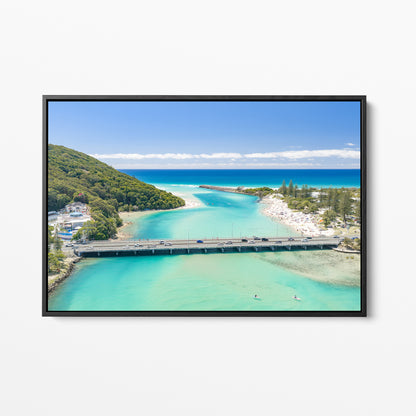 Tallebudgera Creek Bridge Wall Art black framed canvas