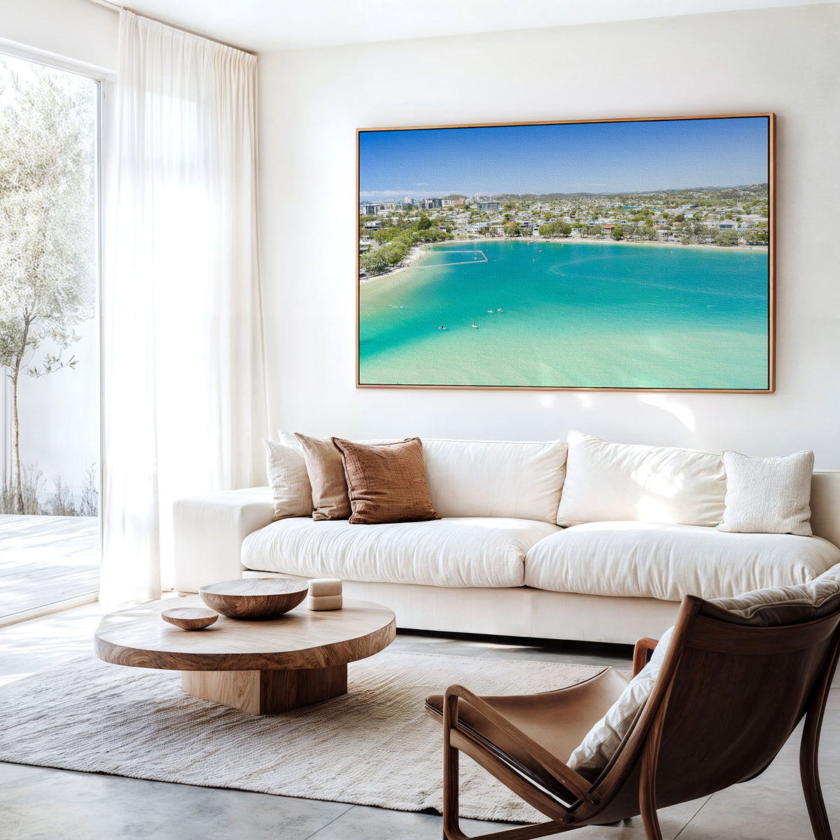 Tallebudgera Creek Beachfront Canvas in a living room