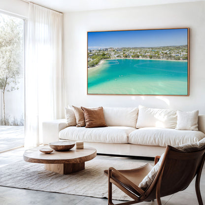 Tallebudgera Creek Beachfront Canvas in a living room