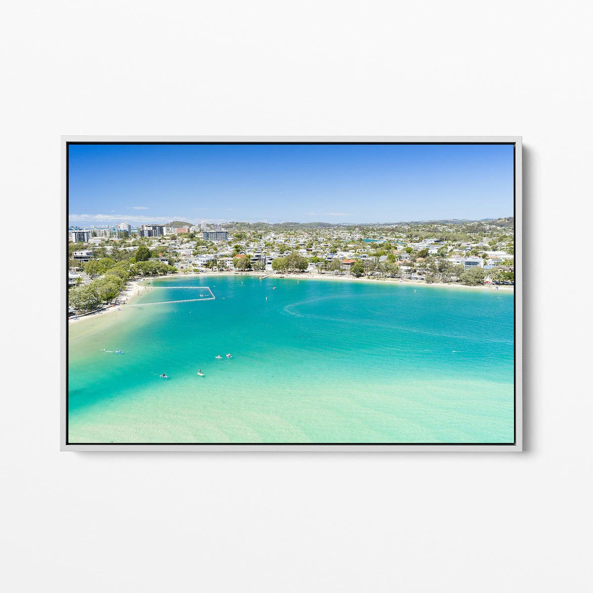 Tallebudgera Creek Beachfront Canvas white framed canvas
