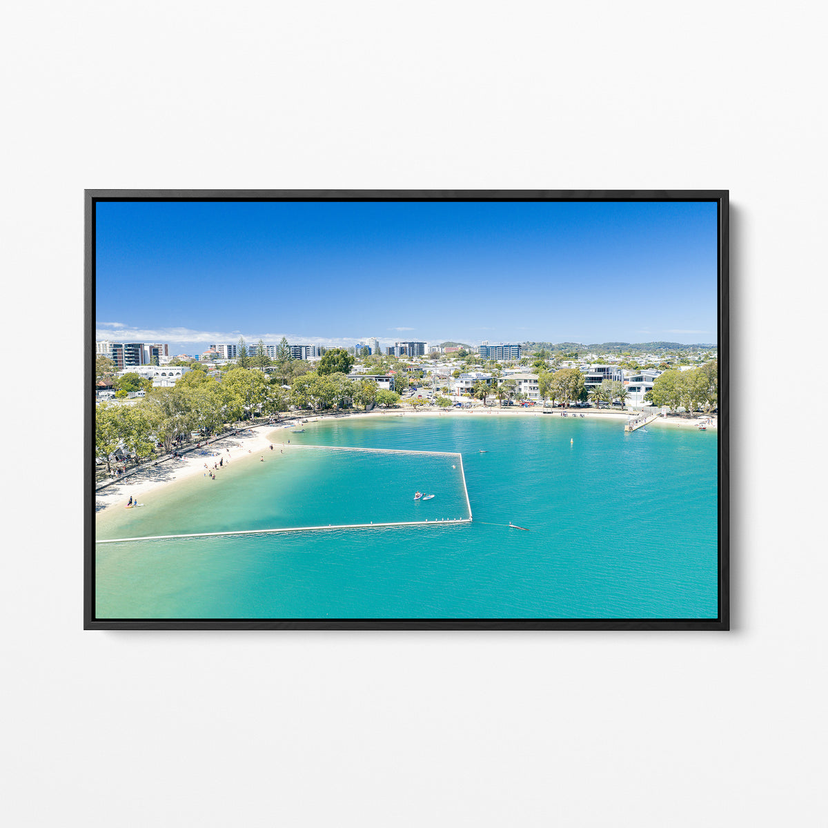 Tallebudgera Creek Swimming Area Wall Art black framed canvas