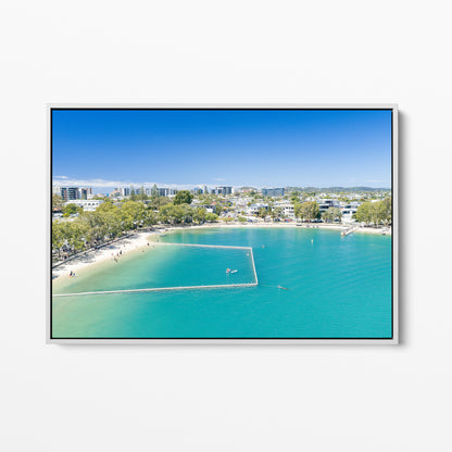 Tallebudgera Creek Swimming Area Wall Art white framed canvas