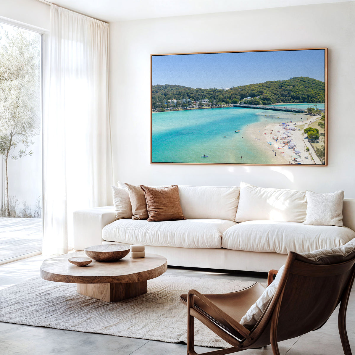 Tallebudgera Creek Beach Wall Art in a living room