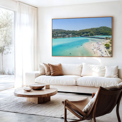 Tallebudgera Creek Beach Wall Art in a living room