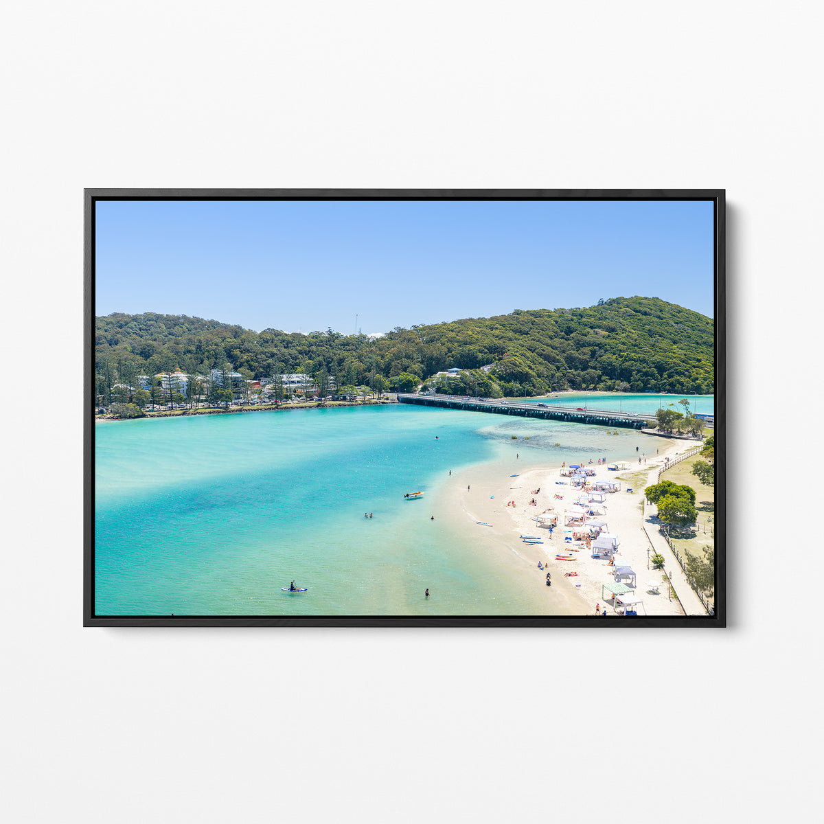 Tallebudgera Creek Beach Wall Art black framed canvas