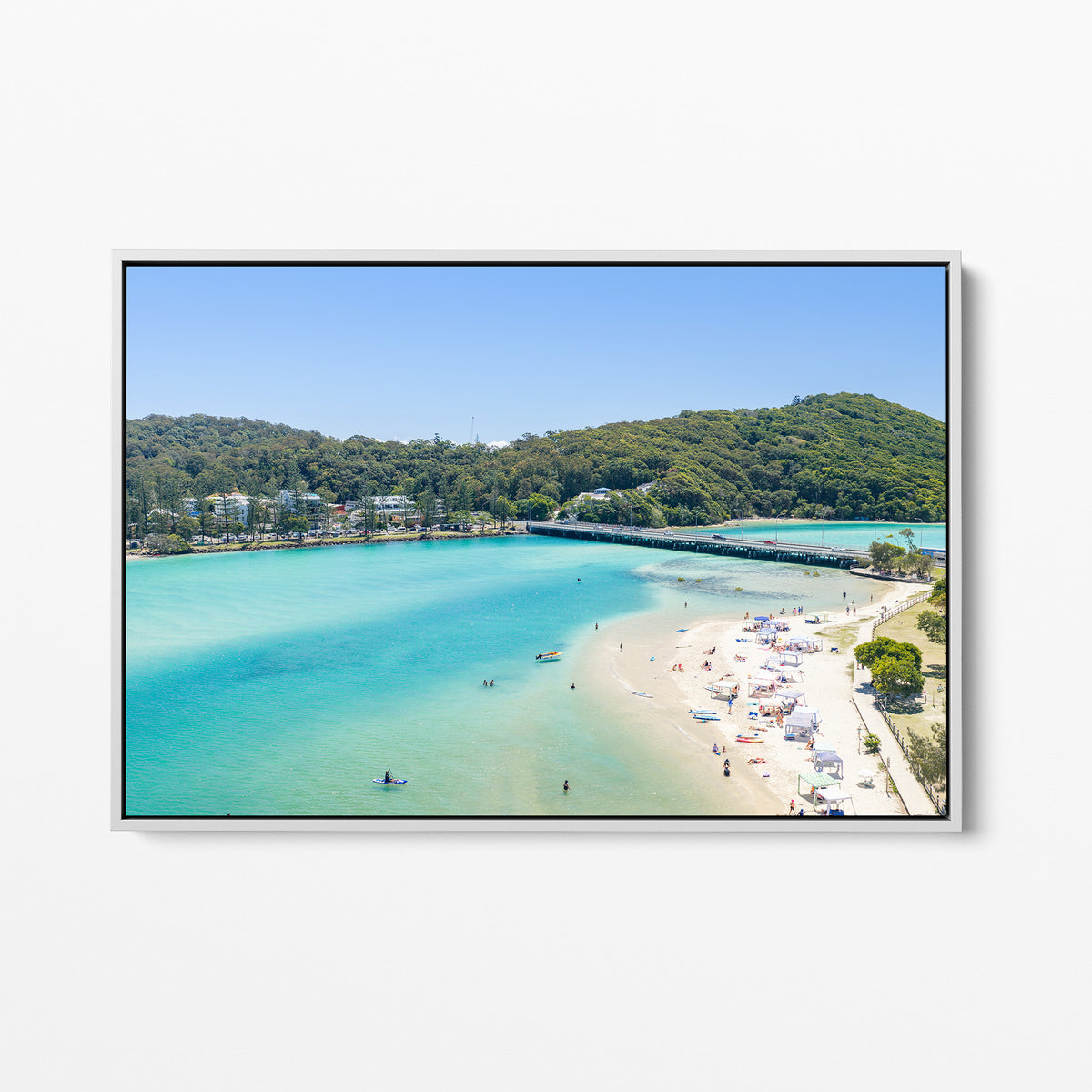 Tallebudgera Creek Beach Wall Art white framed canvas