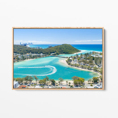 Tallebudgera Creek Currents Canvas Print oak framed canvas