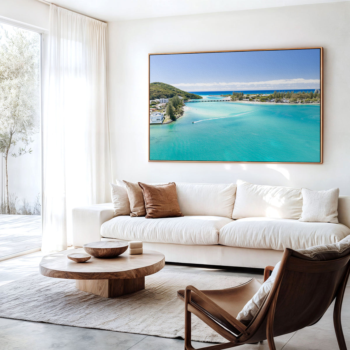 Tallebudgera Creek Entrance Canvas in a living room