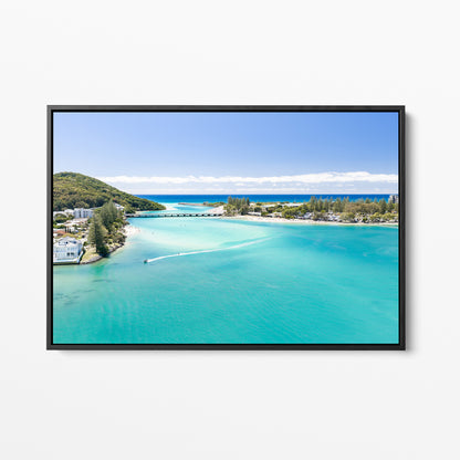 Tallebudgera Creek Entrance Canvas black framed canvas