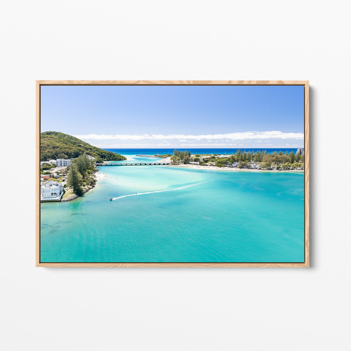 Tallebudgera Creek Entrance Canvas oak framed canvas