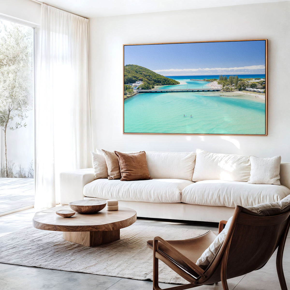 Tallebudgera Creek Swimmers Wall Art in a living room