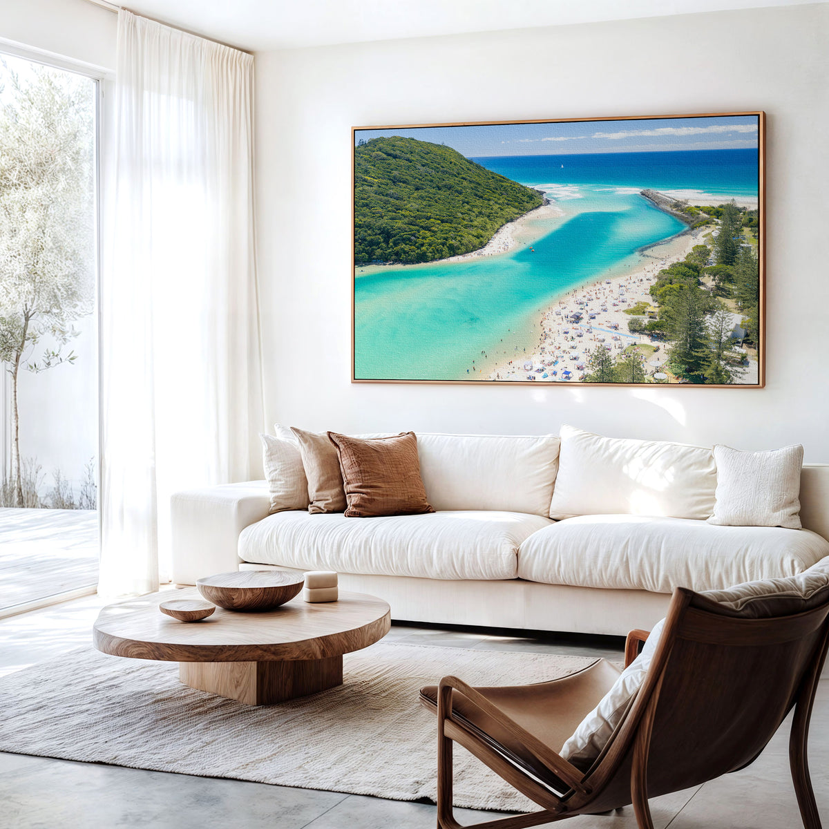 Tallebudgera Creek Sandbar Canvas Print in a living room