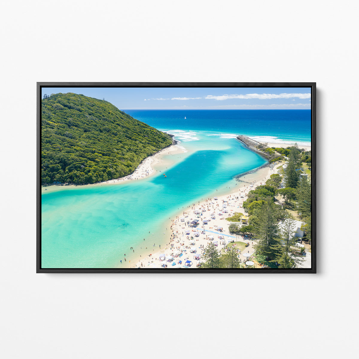 Tallebudgera Creek Sandbar Canvas Print black framed canvas