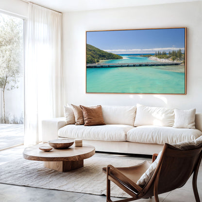 Tallebudgera Creek Bridge Canvas Print in a living room