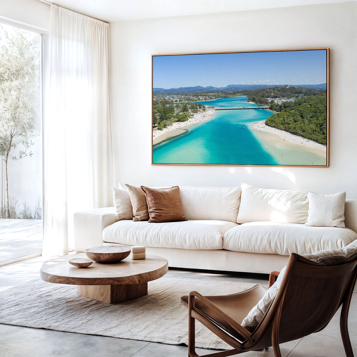 Tallebudgera Creek Channel Canvas Print in a living room