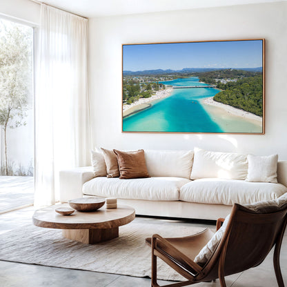 Tallebudgera Creek Channel Canvas Print in a living room