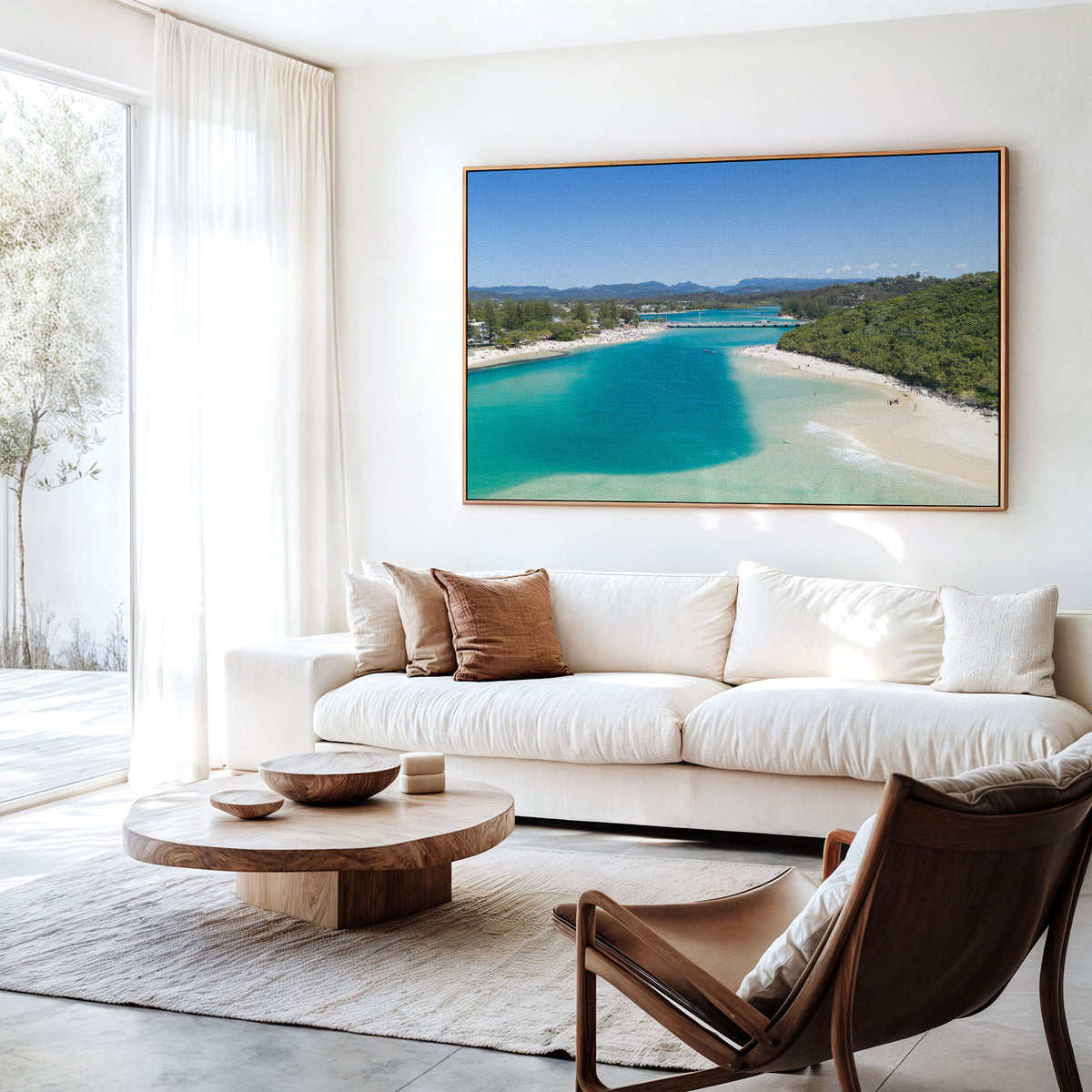 Tallebudgera Creek Sandbank Wall Art in a living room