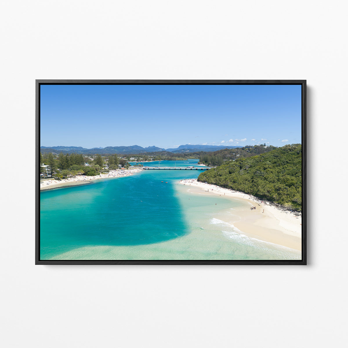 Tallebudgera Creek Sandbank Wall Art black framed canvas