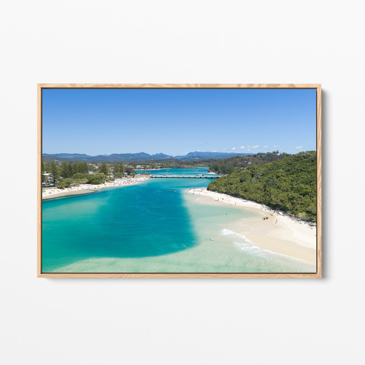 Tallebudgera Creek Sandbank Wall Art oak framed canvas
