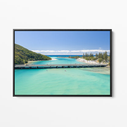 Tallebudgera Creek Bridge Canvas Print black framed canvas