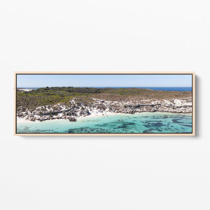 The Basin panoramic oak framed canvas Rottnest Island