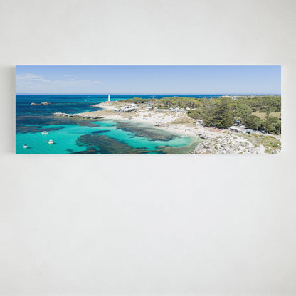 The Basin Rottnest Island panoramic canvas displayed on a wall