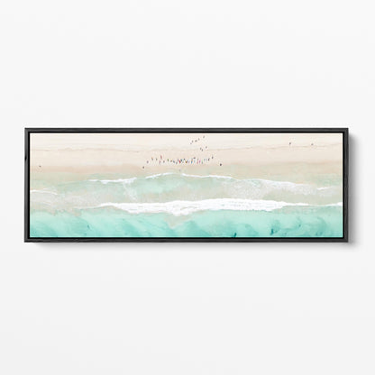 Trigg Beach panoramic black framed canvas Perth