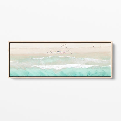Trigg Beach panoramic oak framed canvas Perth