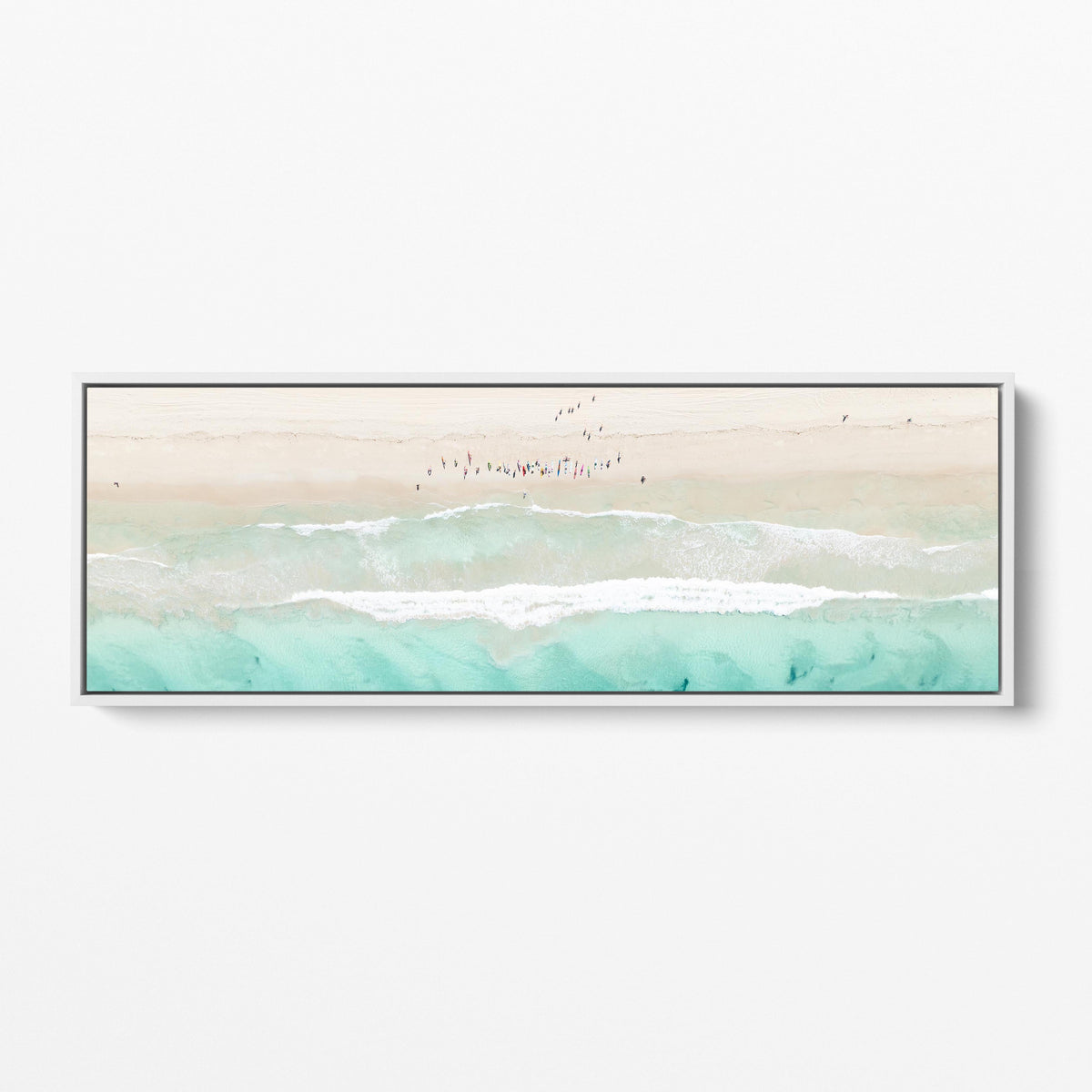 Trigg Beach panoramic white framed canvas Perth