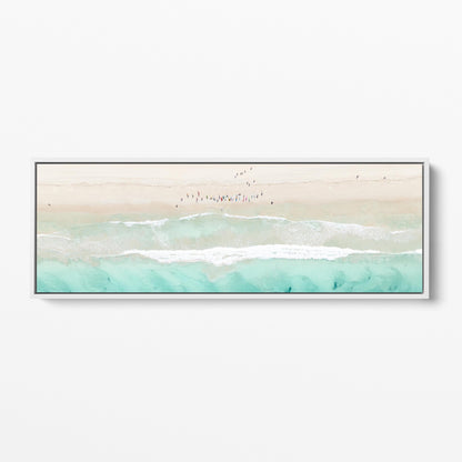 Trigg Beach panoramic white framed canvas Perth